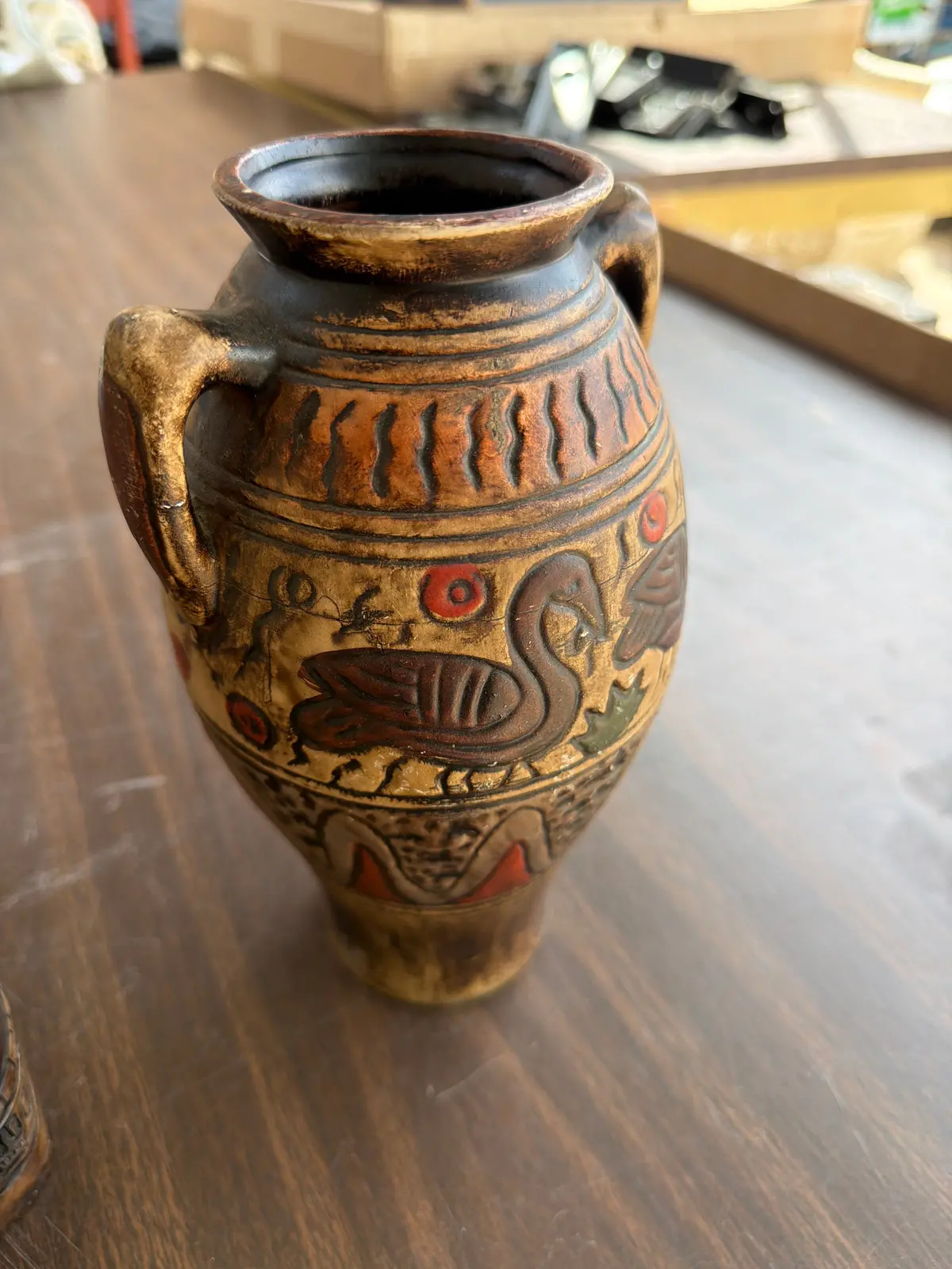 Small Painted Pottery Vase With Birds 1