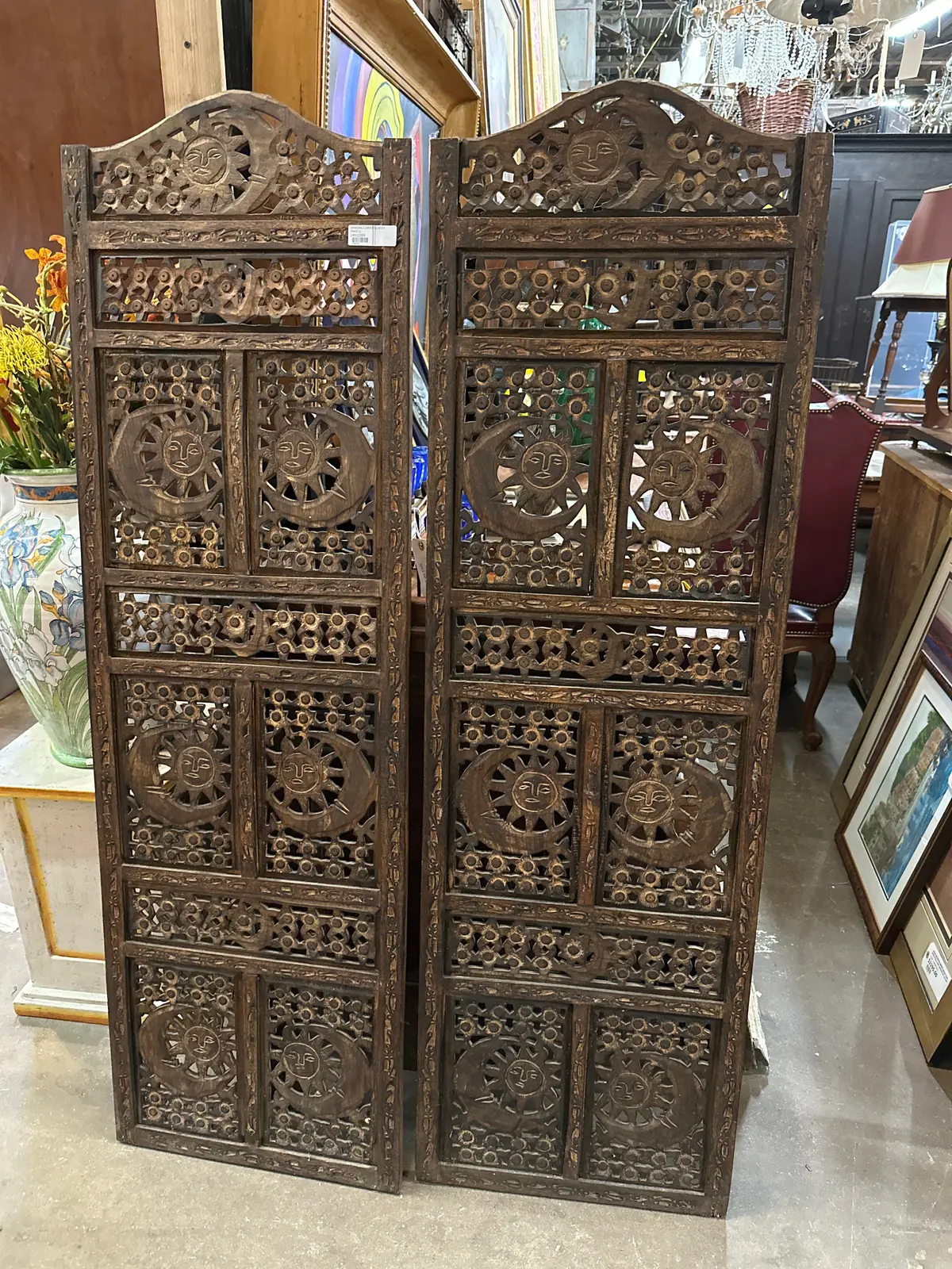 Pair Of Hanging Carved Screen Panels 1