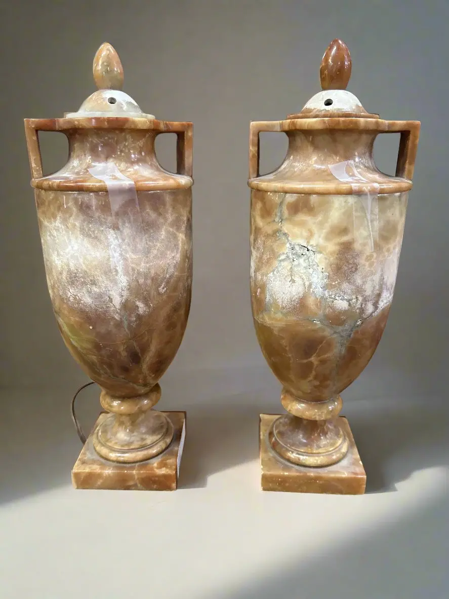 Pair Of As Is Alabaster Lights 1