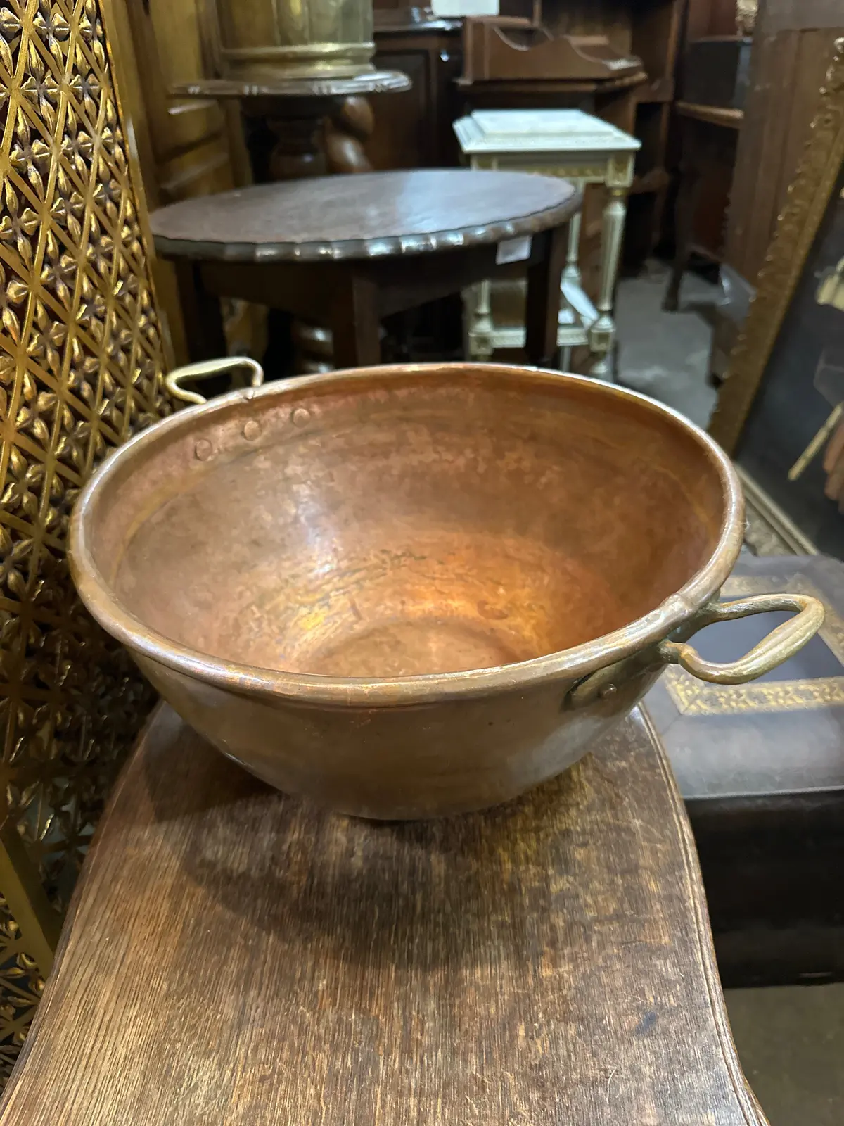 Copper Pot With Two Brass Handles 1
