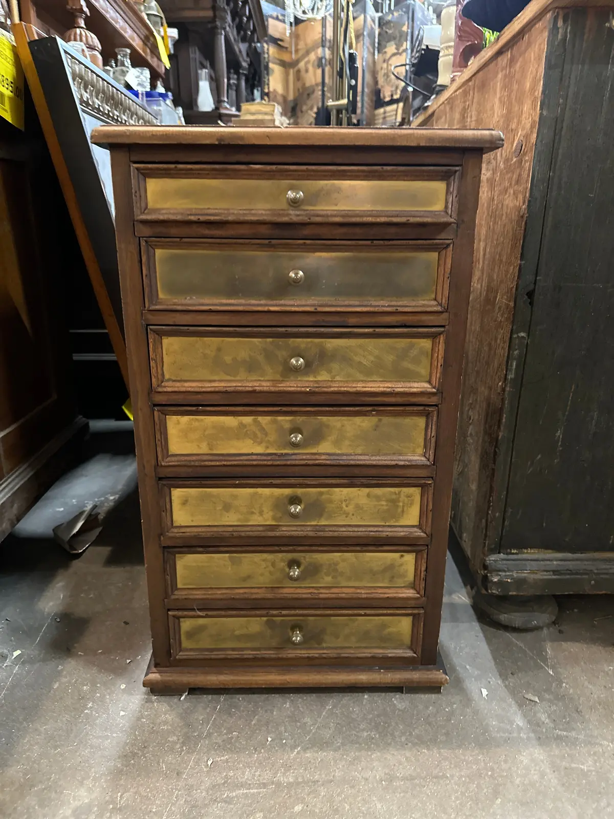 Wood And Brass 7 Drawer Chest 1