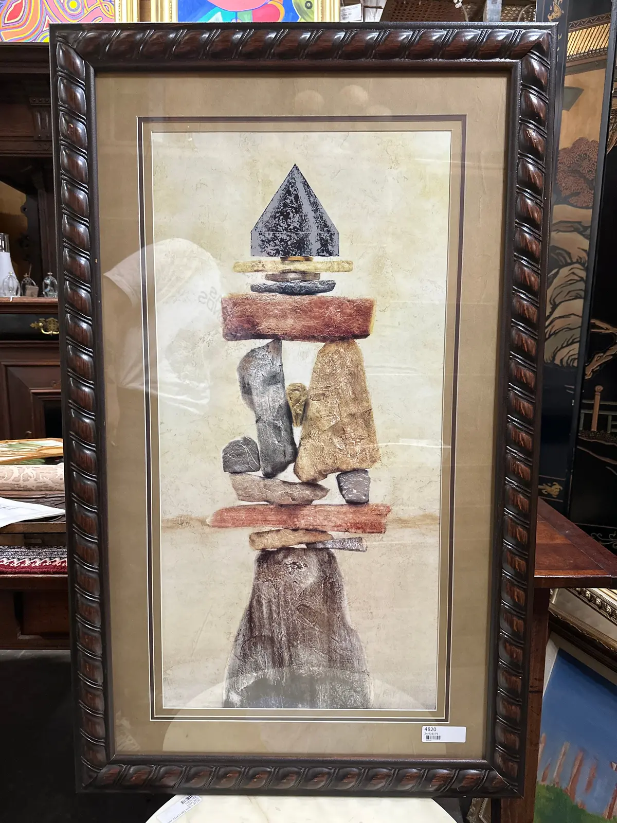 Framed Print Of Stacked Rocks With Pyramid Top 1