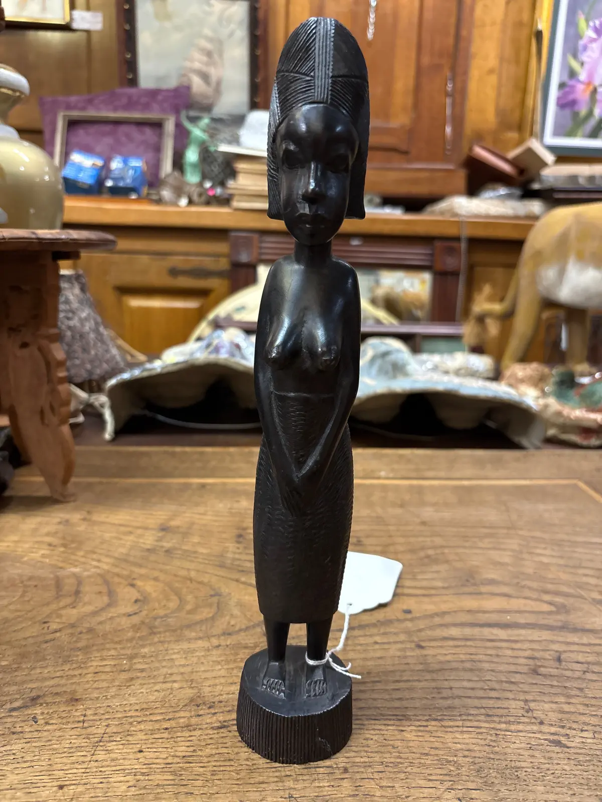 Carved African Woman With Head Dress 1