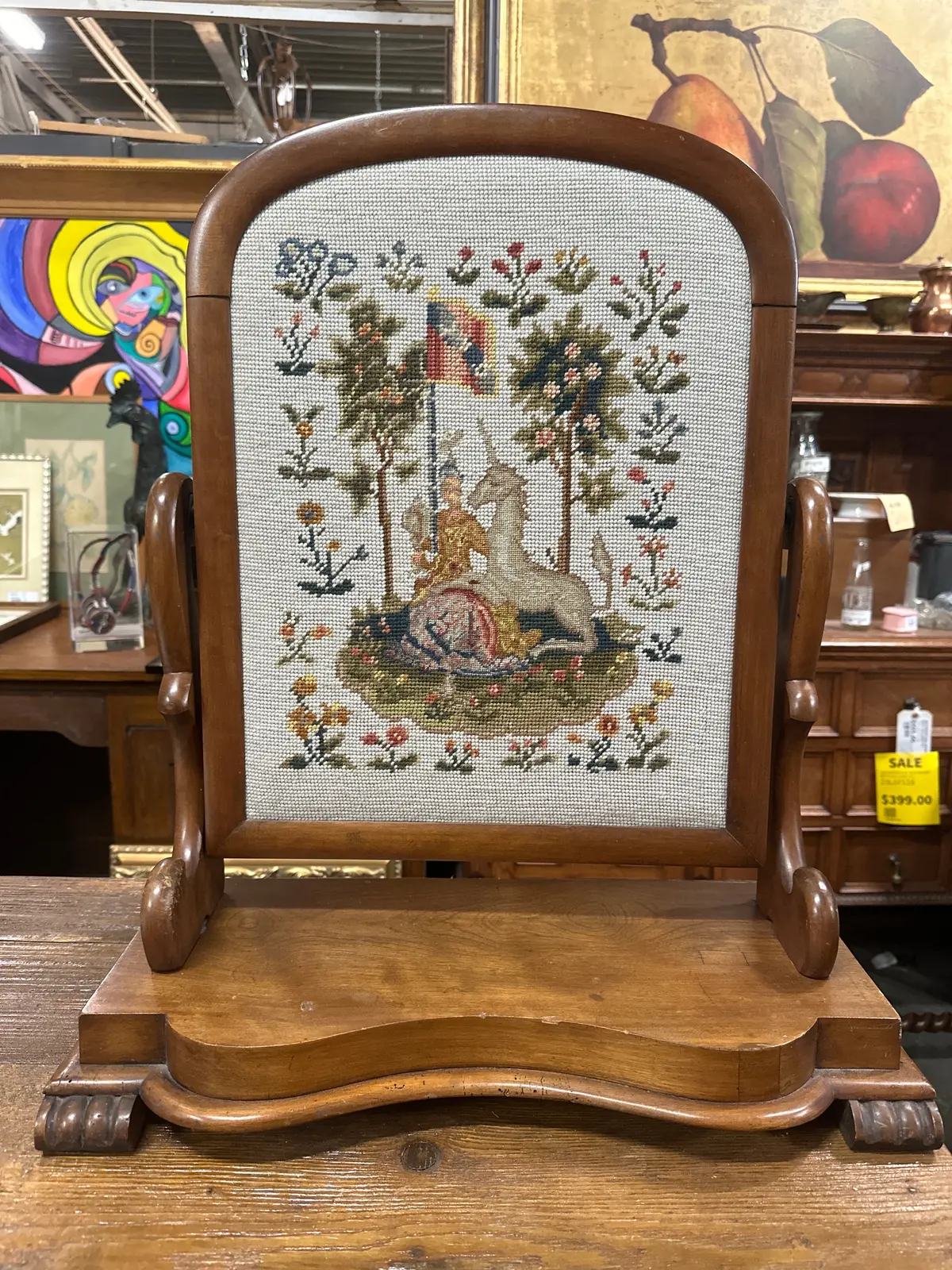 Unicorn Needlepoint In Tabletop Frame 1