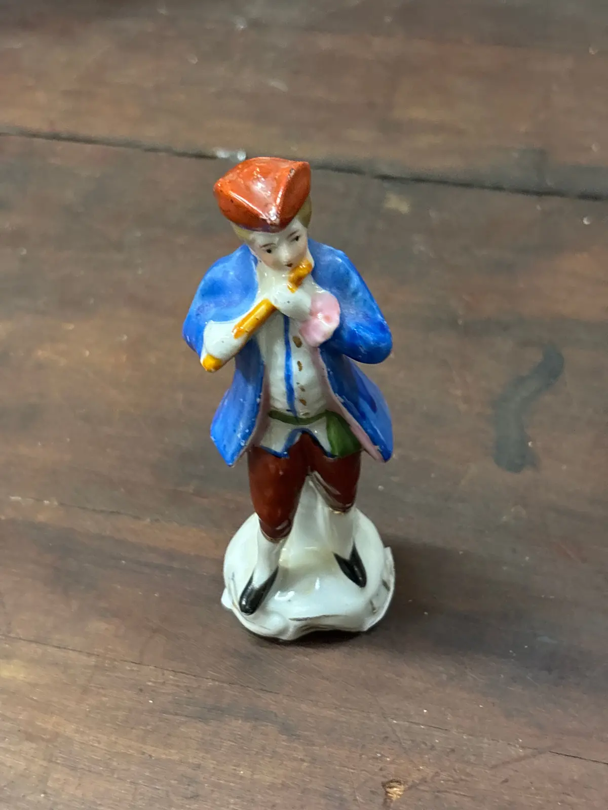 Small Porcelain Staffordshire Style Figure Flute Player 1