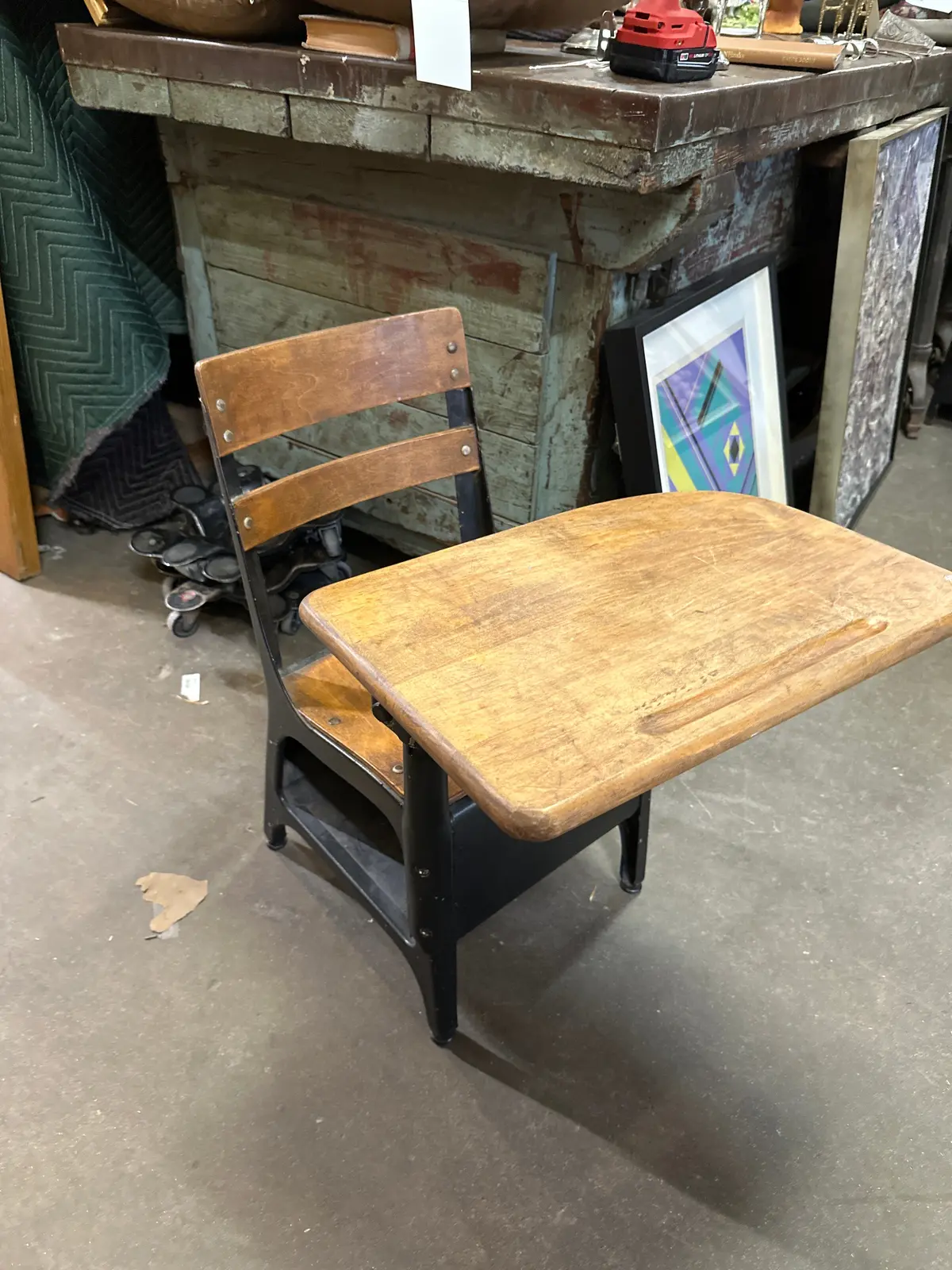 Small Vintage Student Desk 1