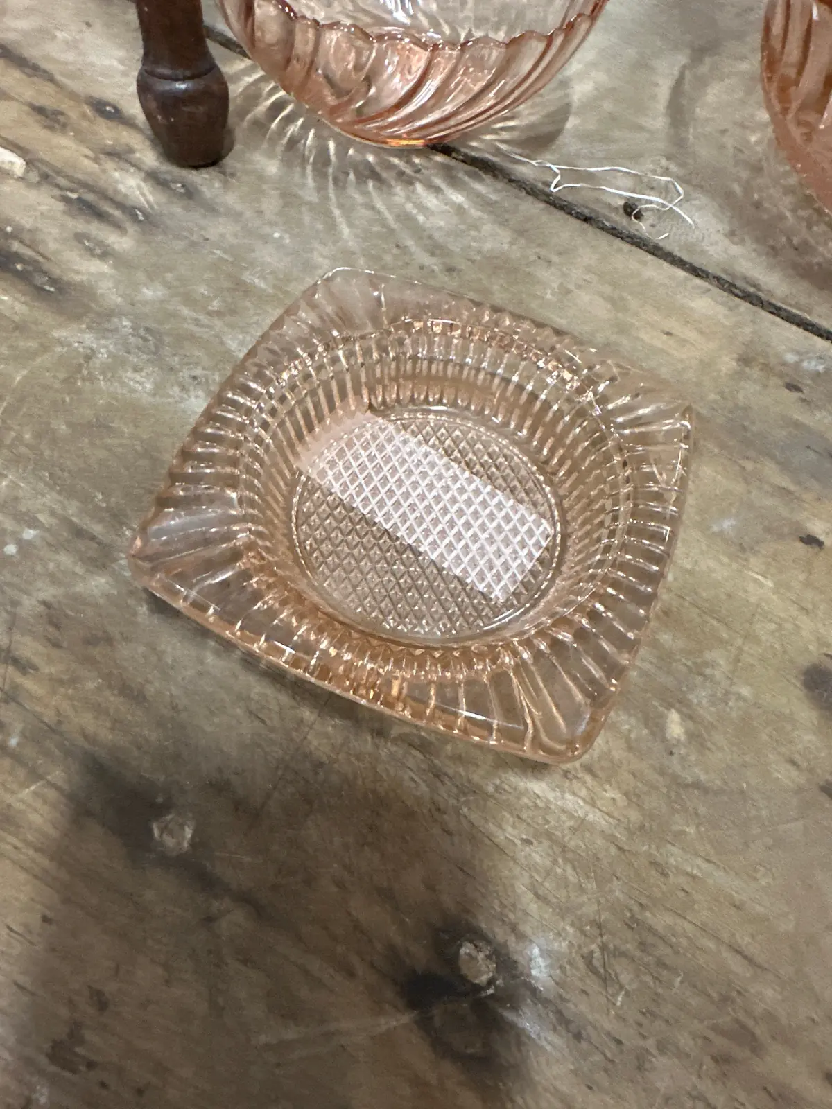 Pink Glass Ash Tray 1