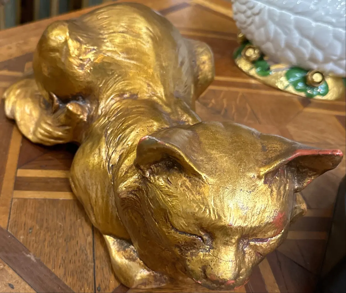 Vintage Gold Ceramic Cat 1