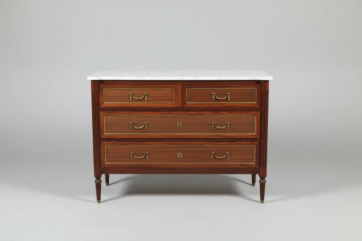 Louis Xvi Marble Top 3 Drawer Chest 1
