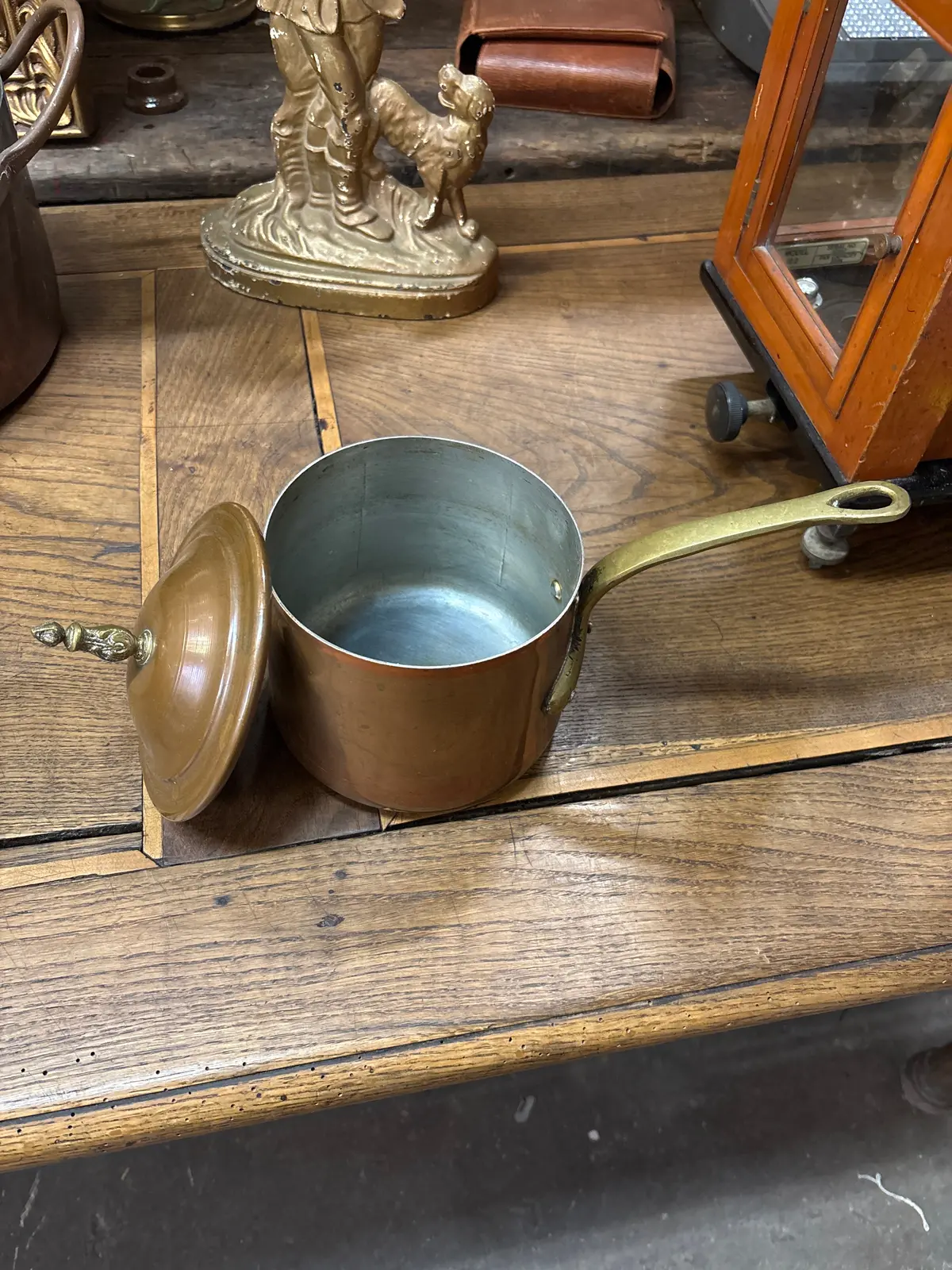 Copper Pot With Lid And Brass Handle 1