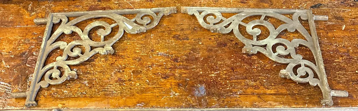 Pair Of Gold Iron Wall Shelf Brackets 1