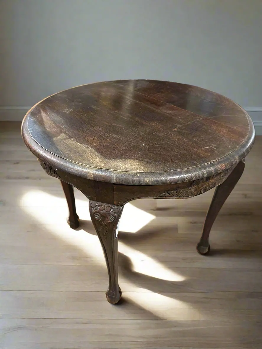 Dark Oak Round Country French Cocktail Table 1