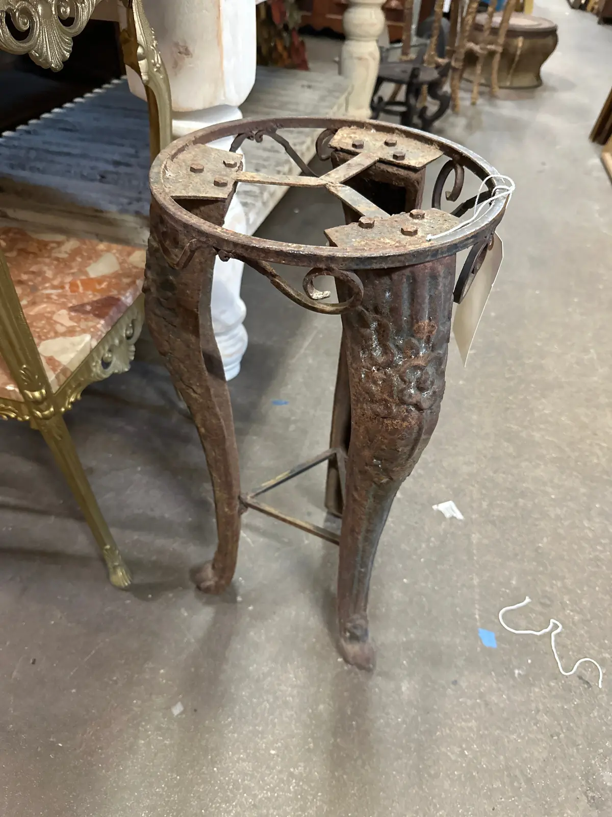 French 3 Cabriole Leg Metal Table Stand-No Top 1