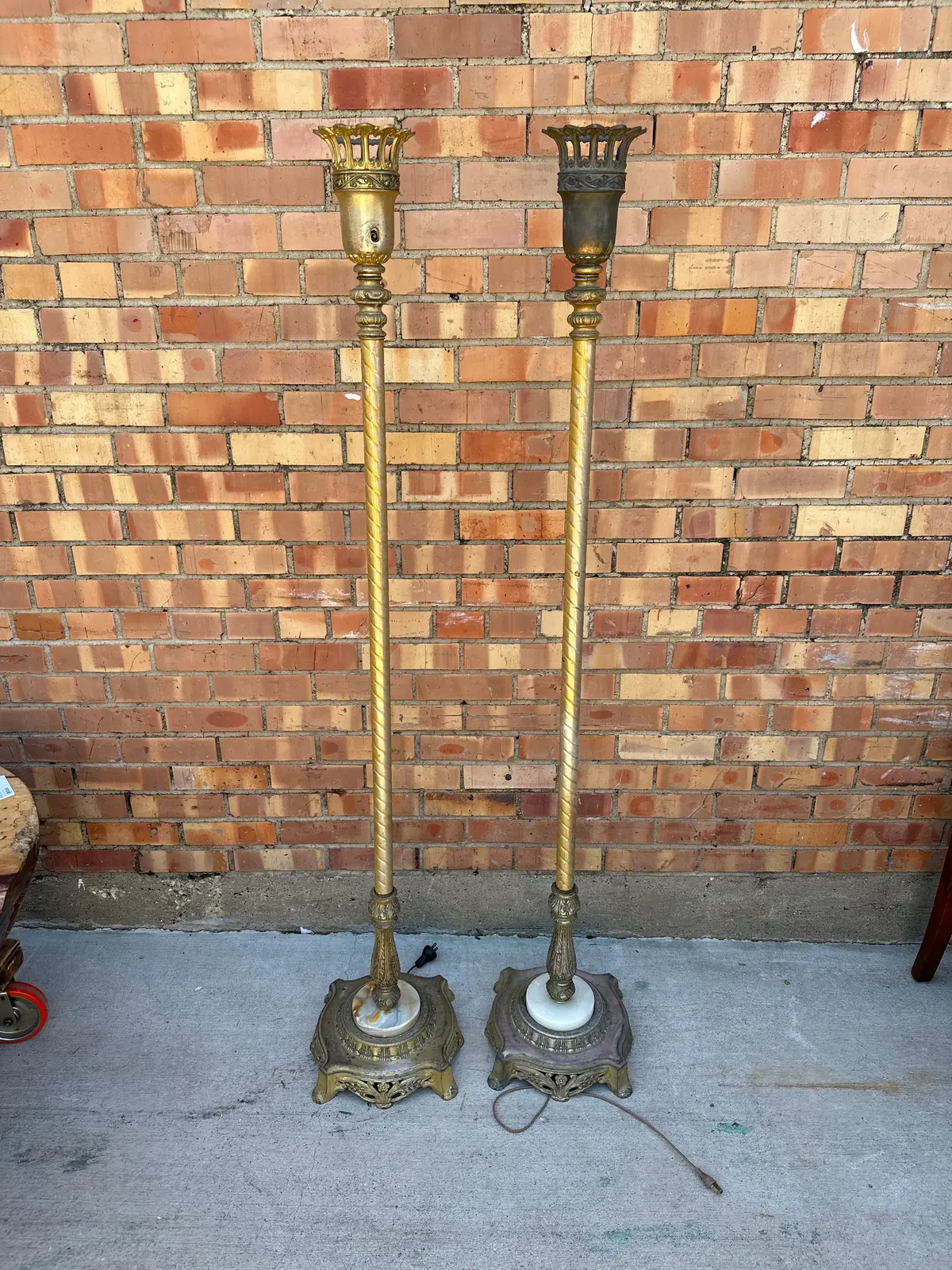 Pair Of Torchiere Lamps As Found 1