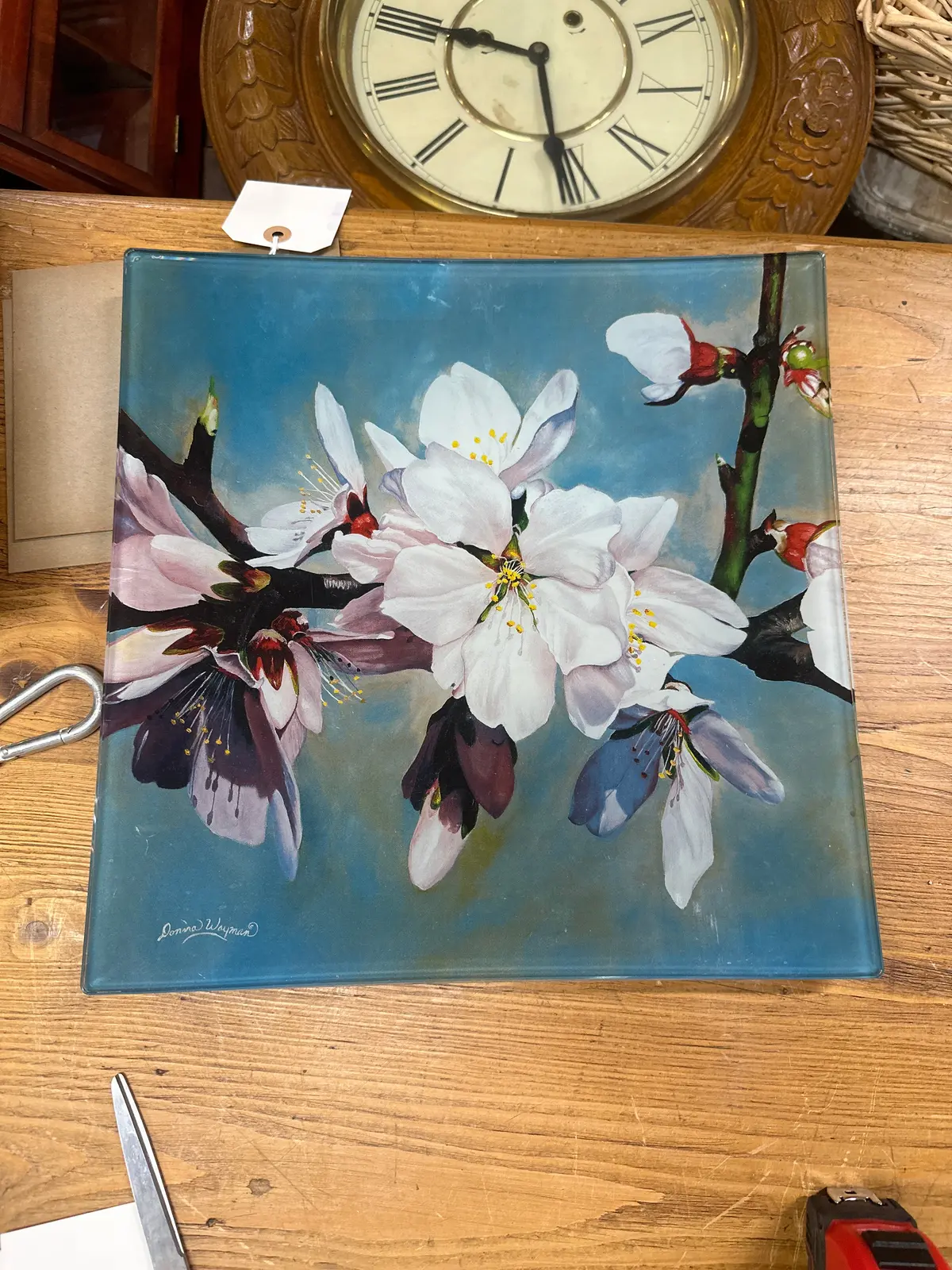 Large Square Shaped Glass Plate-Signed 1