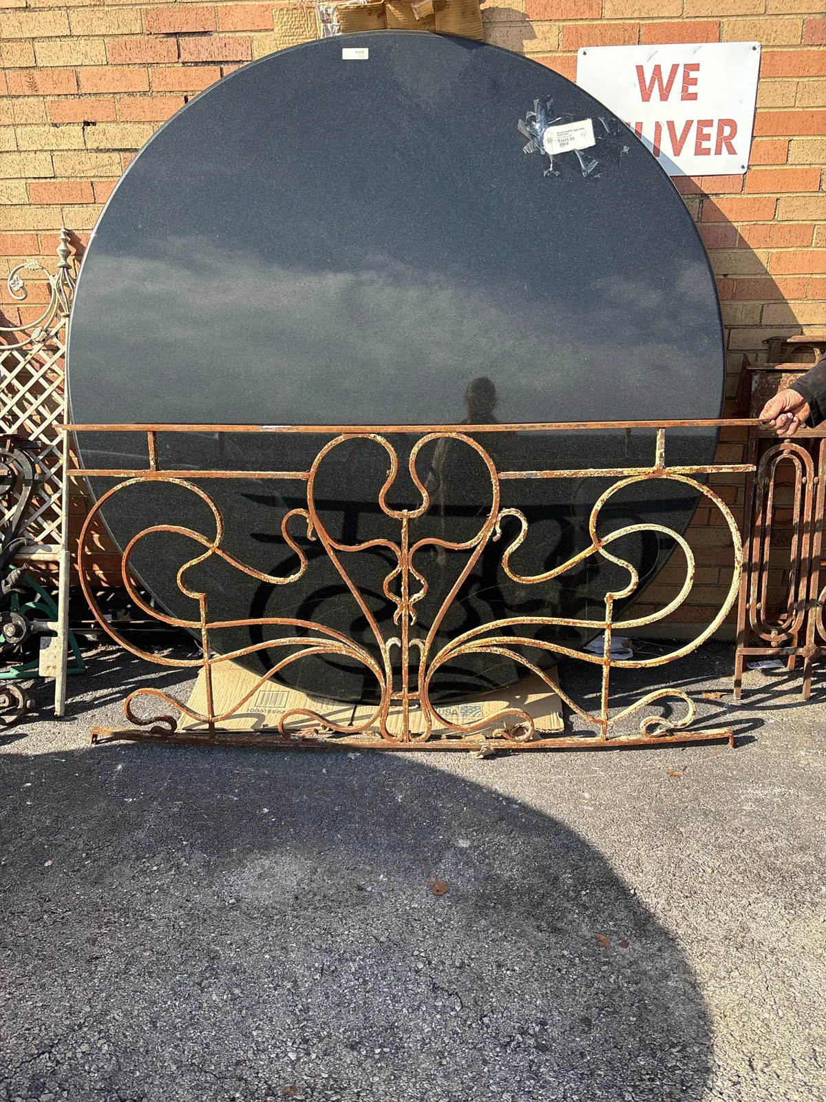Distressed White Curved Iron Panel 1