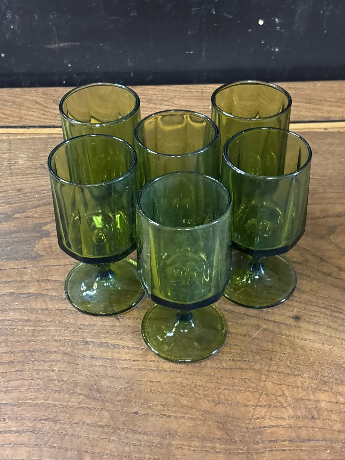 Set Of 6 Small Green Stemmed Goblets 1