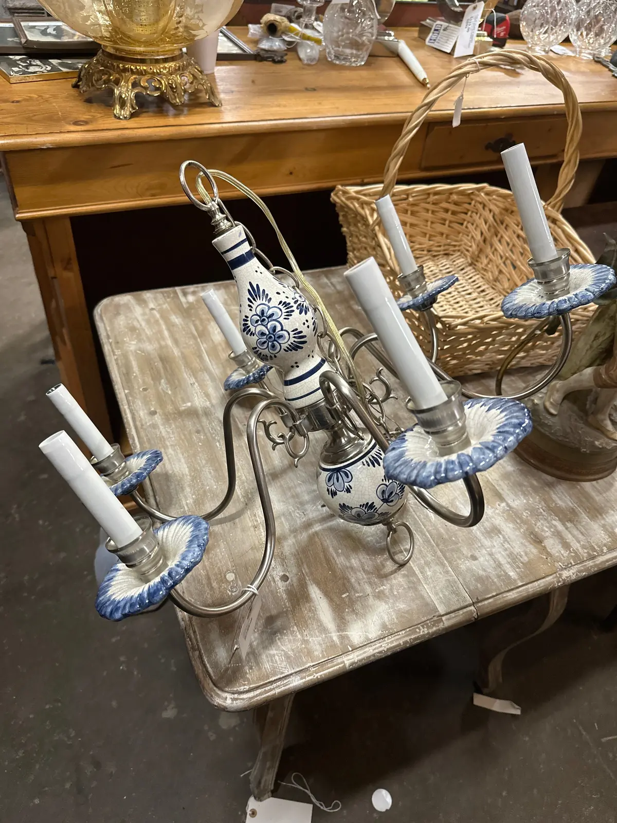Porcelain And Nickle Small Chandelier 1