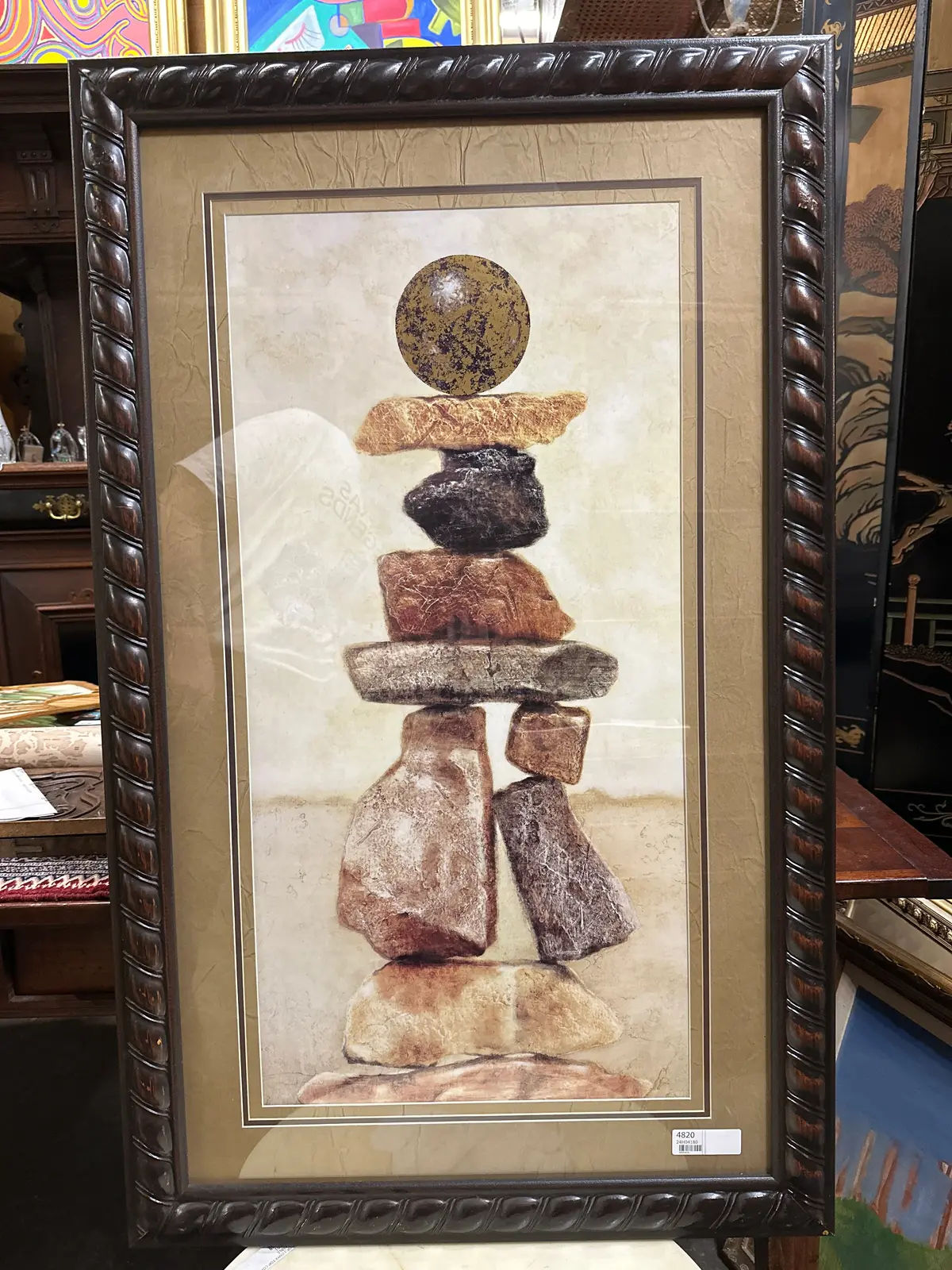 Framed Print Of Stacked Rocks With Round Top 1