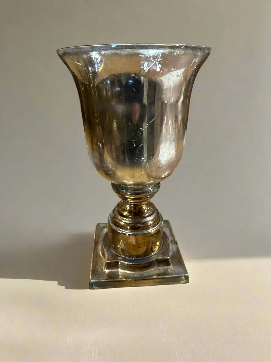 Single Silver Glass Footed Vase 1