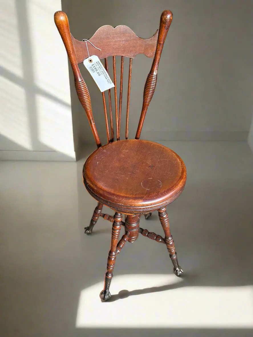 1880S Piano Stool With Ball And Claw Foot 1