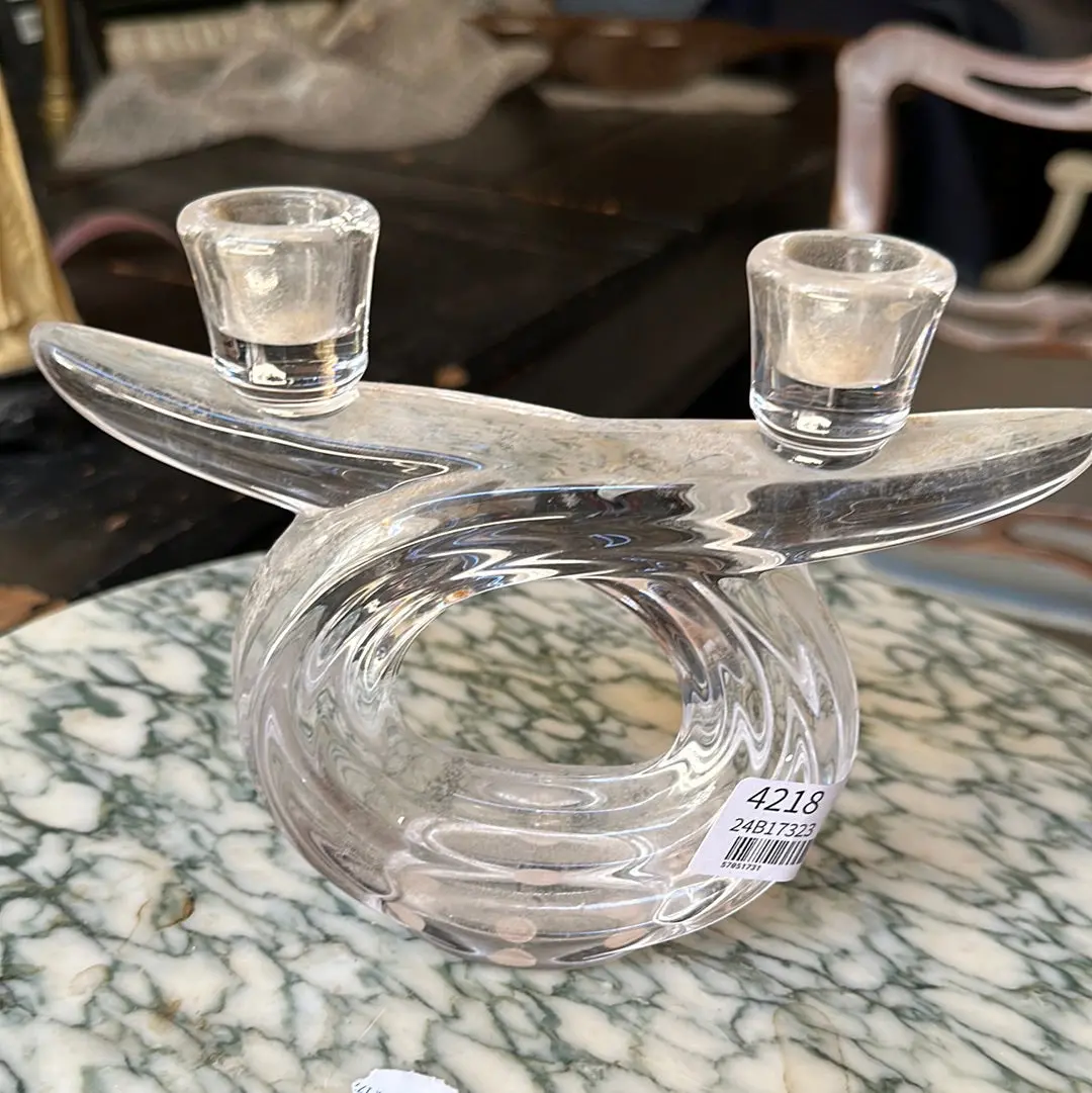 Glass 2 Light Candle Holder 1