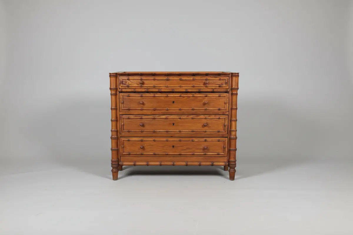 4 Drawer Faux Bamboo Chest - As Found Marble 1