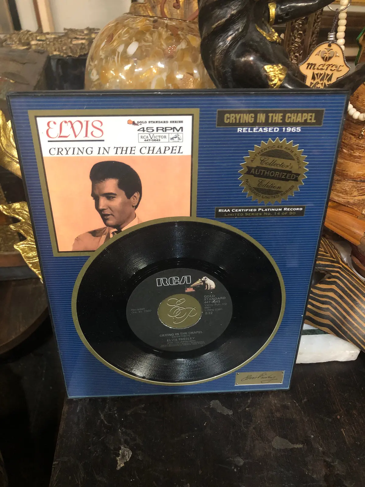 Black Framed Elvis 45 Record 1965 Crying In The Chappel 1