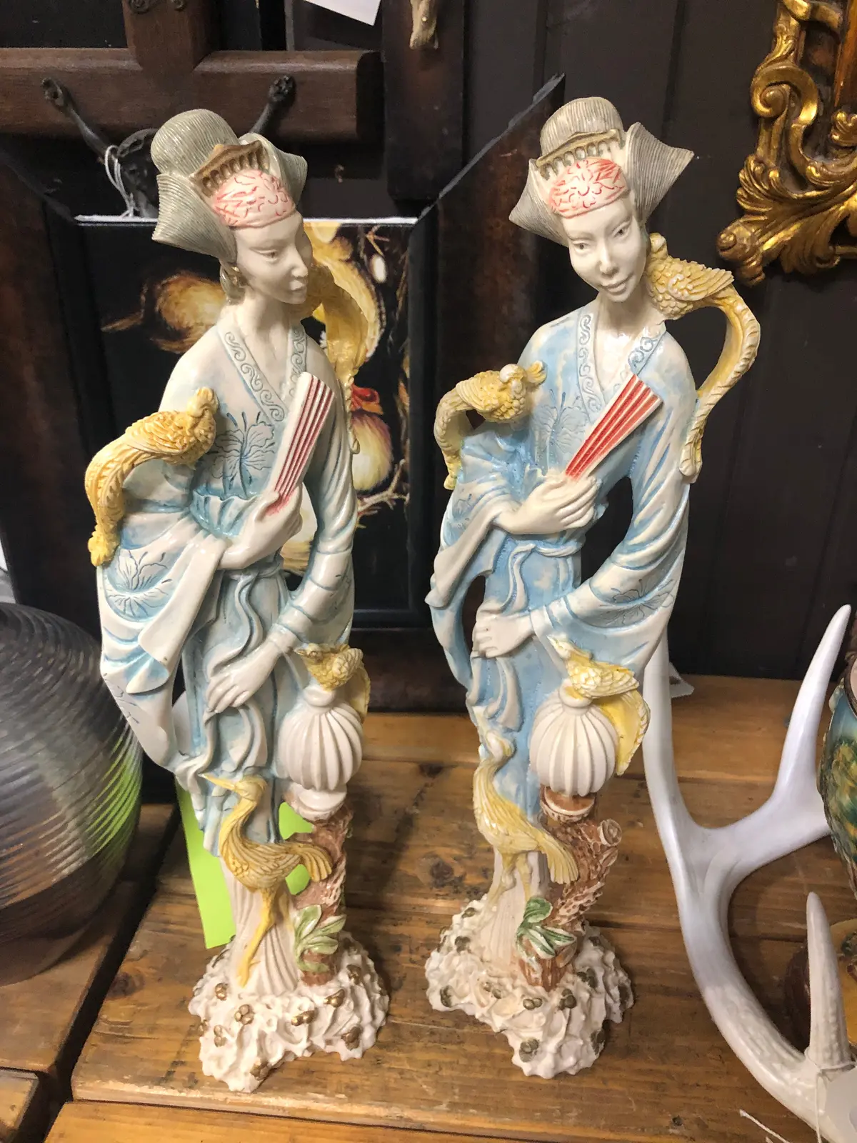 Pair Of Resin Chinese Figures 1