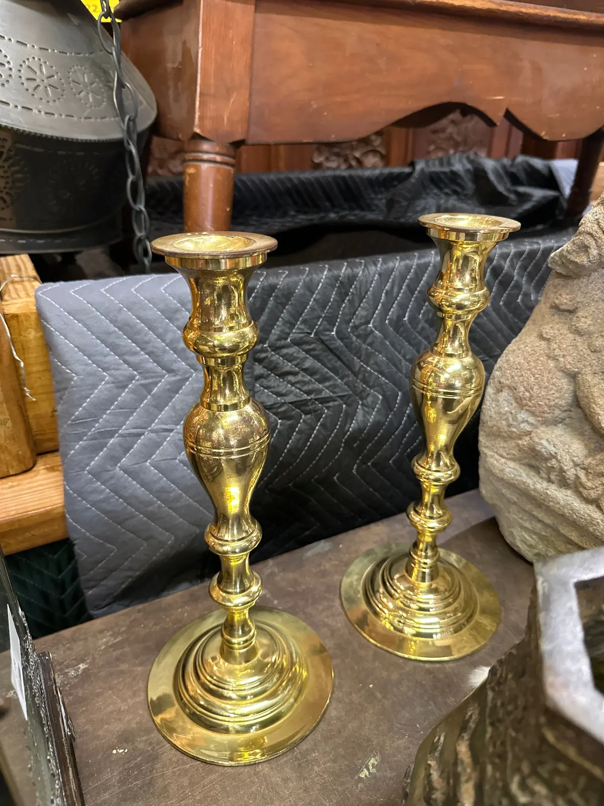 Pair Of Not Old Brass Candle Sticks 1