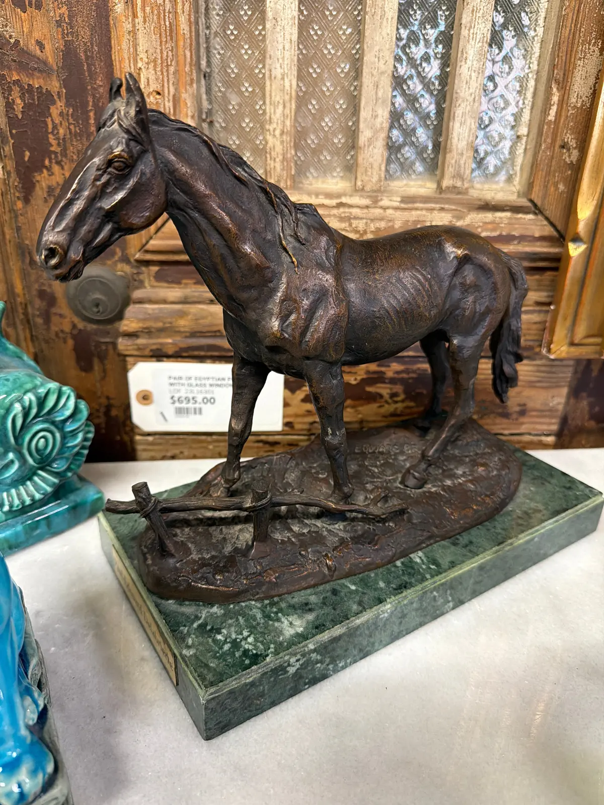 French Bronze Horse Statue Restrike Signed Paul Edouard De La Brieva 1
