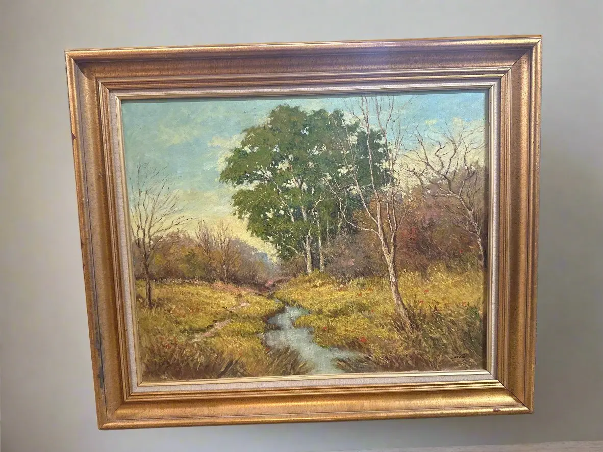 Large Fall Landscape Painting Signed 1