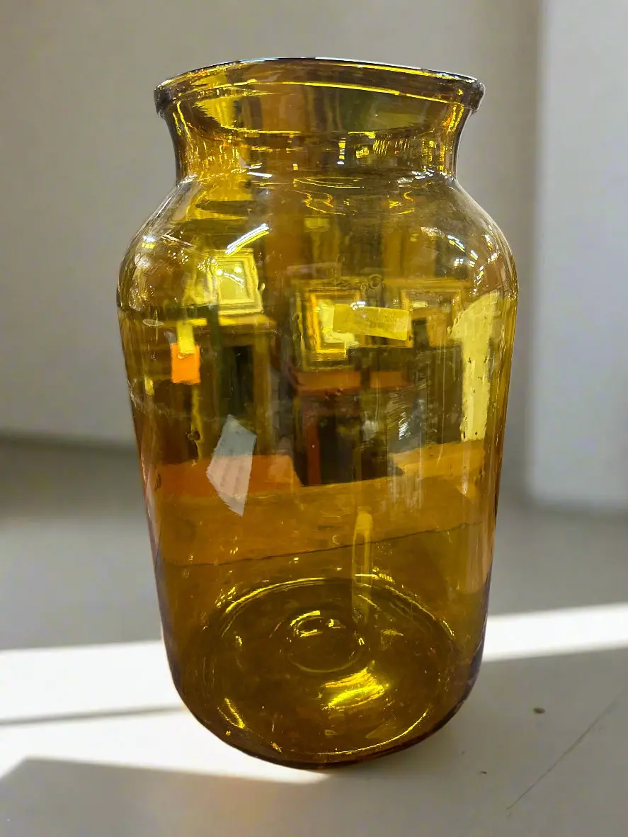 Open Mouth Amber Cylinder Bottle 1