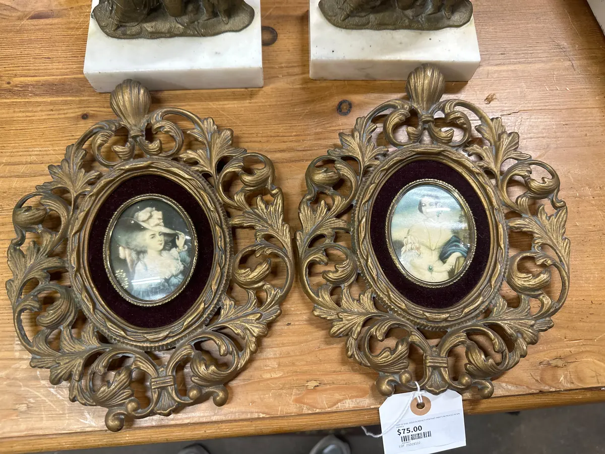Pair Of Oval Modern Royalty Portrait Prints In Pierced Resin Frames 1