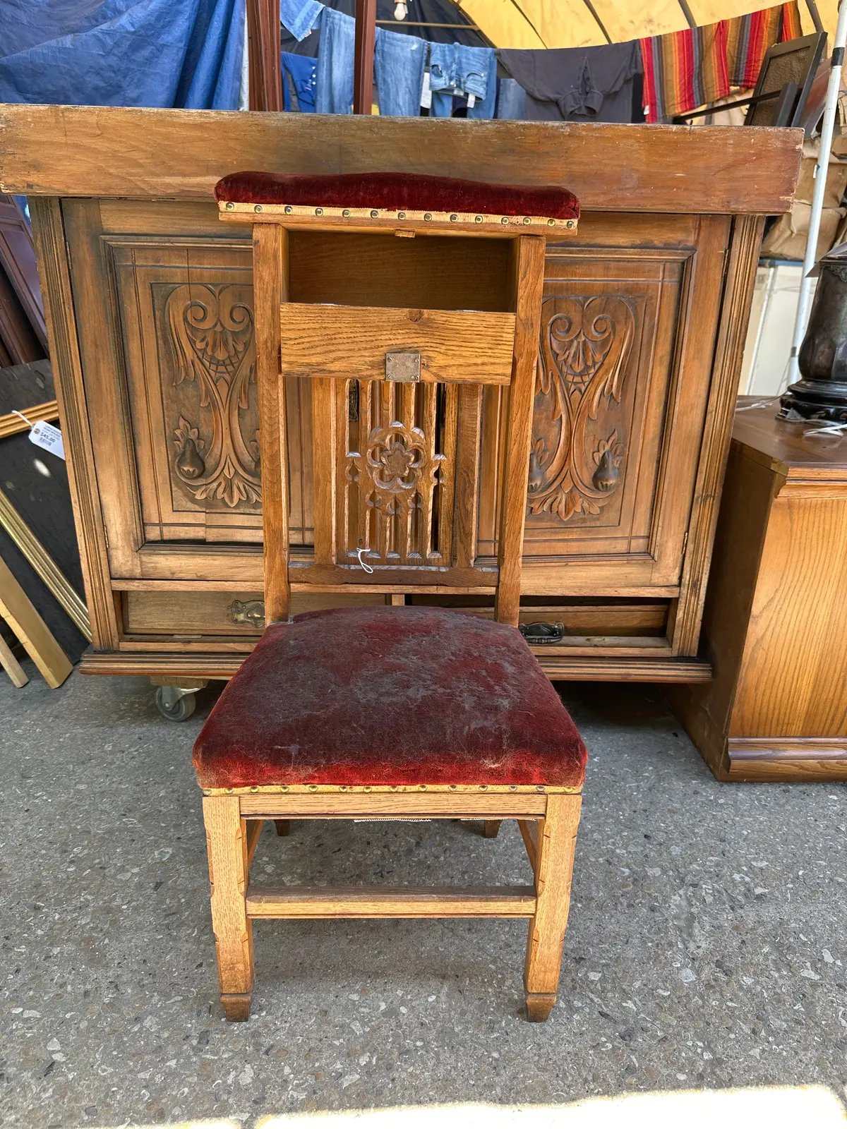 Gothic Carved Oak Prayer Chair With Compartment 1