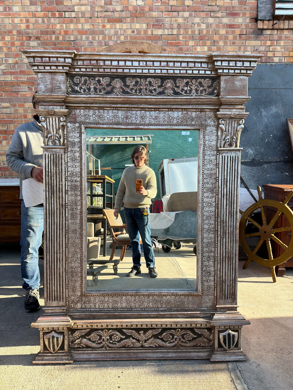Corinthian Column Sided Silver Tone Mirror 1