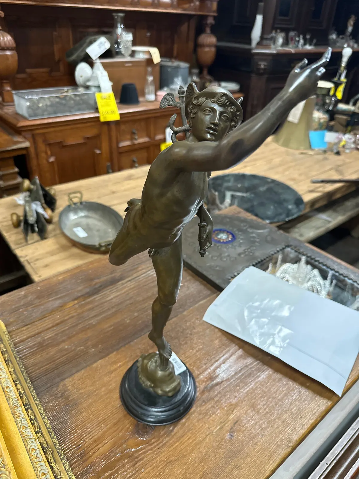Bronze Mercury After Giambologna Righthand Professionally Restored 1