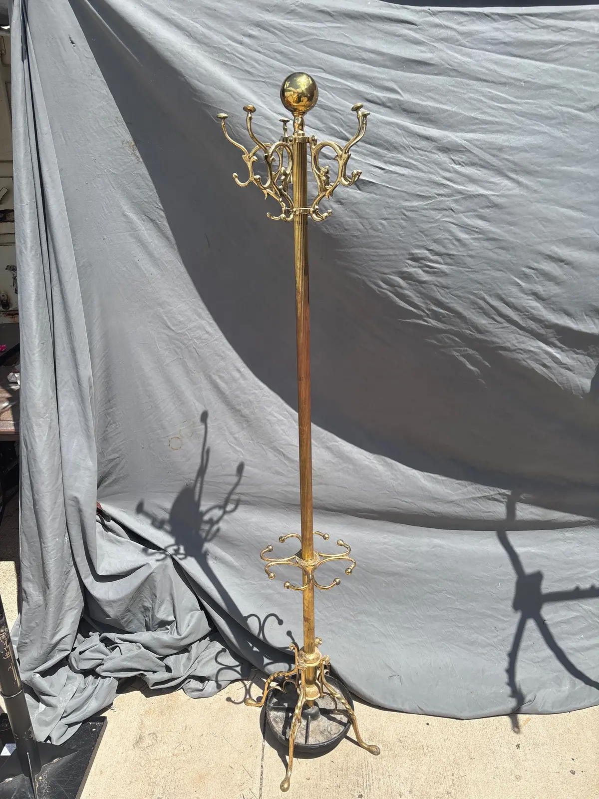 Vintage Brass Hat And Coat Umbrella Pole Stand 1
