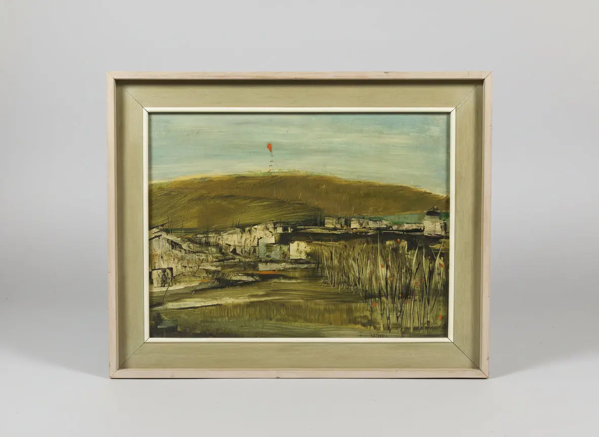 Framed Red Kite  Oil Painting Signed George Voudouris 1