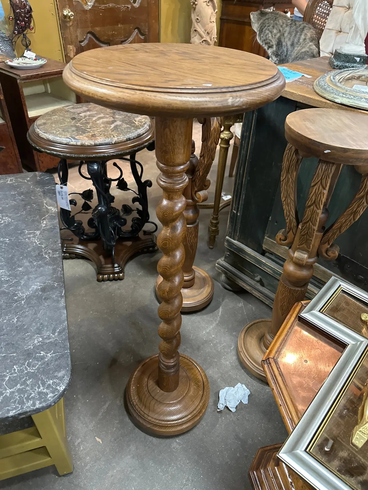 Tall Skinny Barley Twist Plant Stand 1
