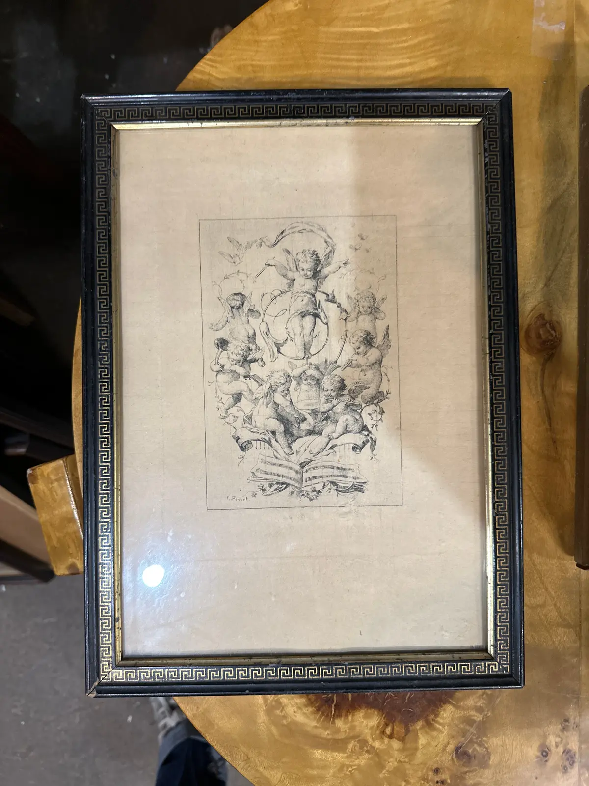 Framed French Cherub Print 1