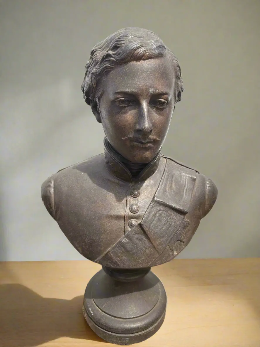 Cast Iron Bust Of Young Military Man 1