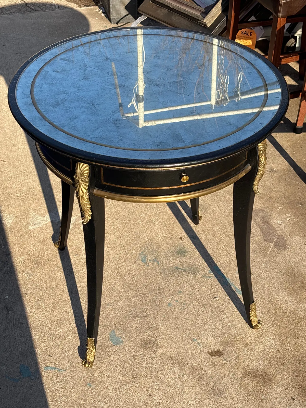 Ebonized Round Side Table By Kreiger John Richard European Crossroads Collection 1