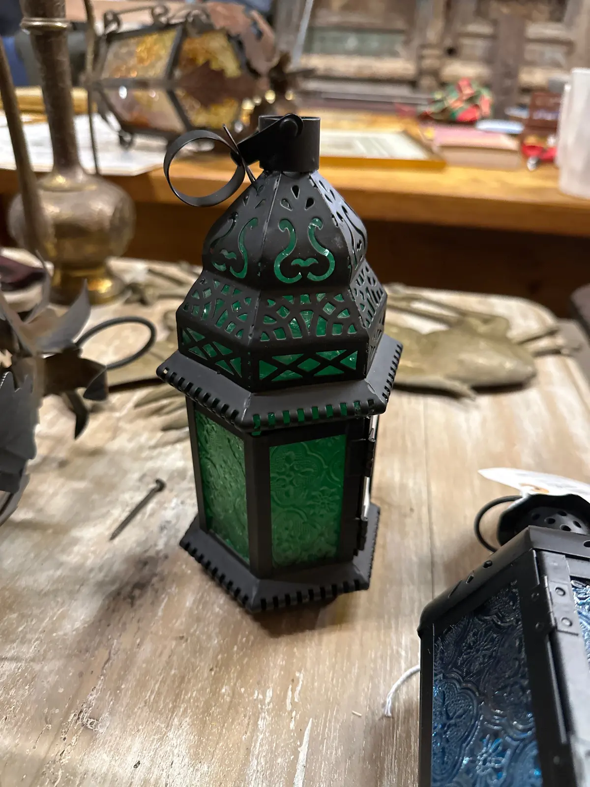 Tiny Green Glass Lantern 1