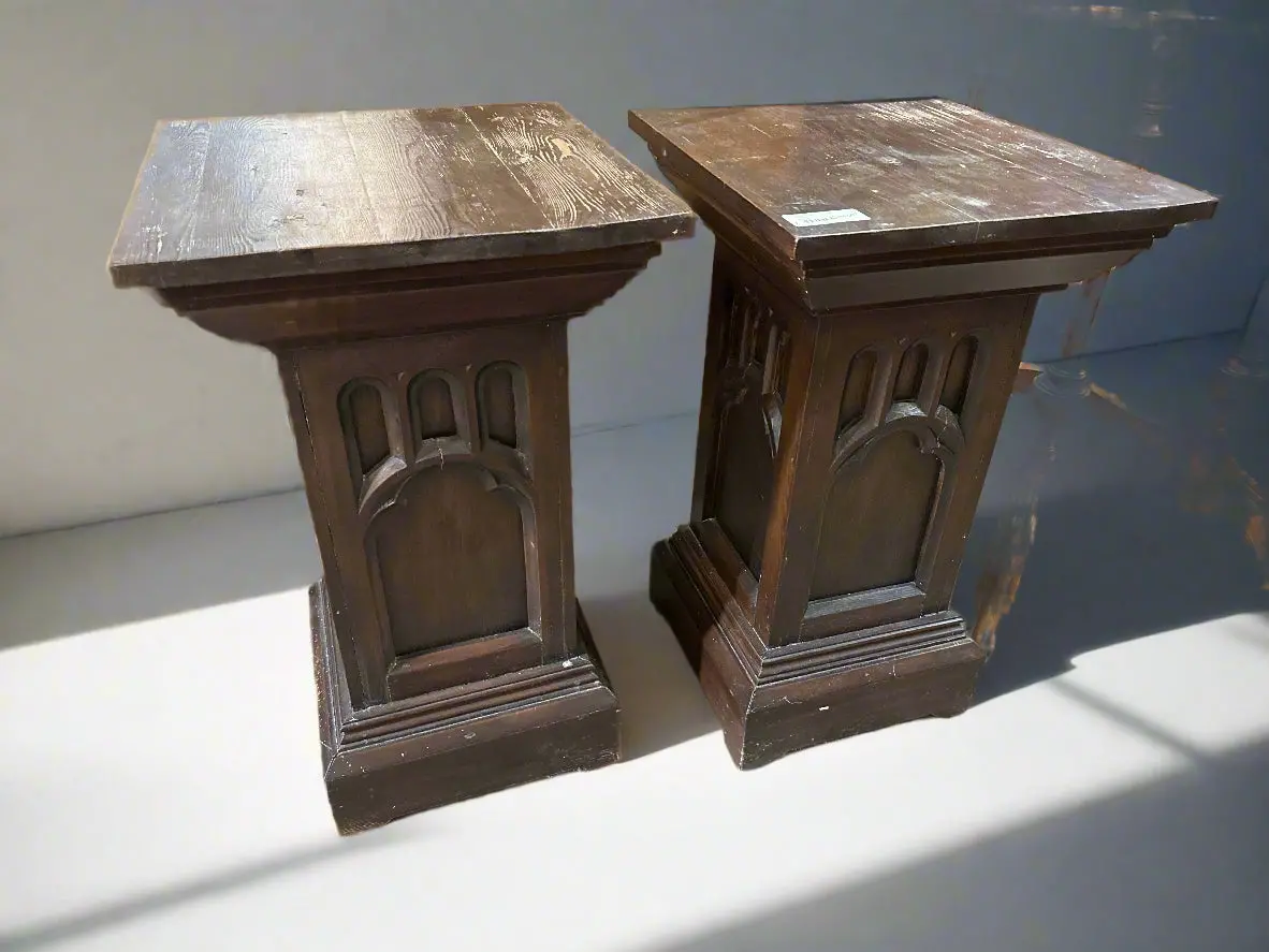 Pair Of Small Gothic Pedestals 1