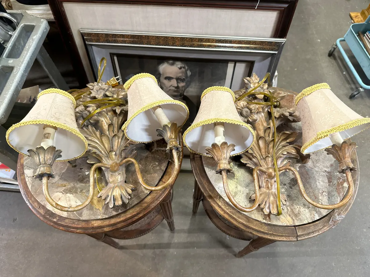 Pair Of Double Arm Resin Sconces 1