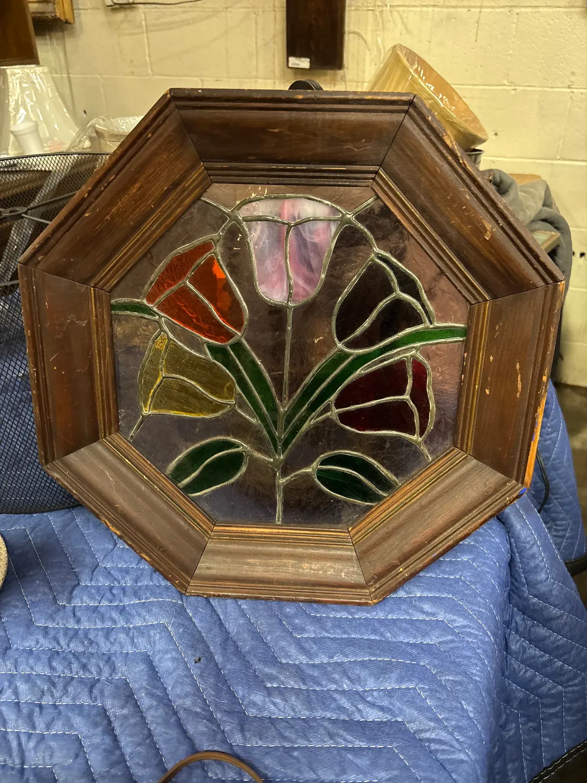 Framed Tulip Stained Glass Window 1