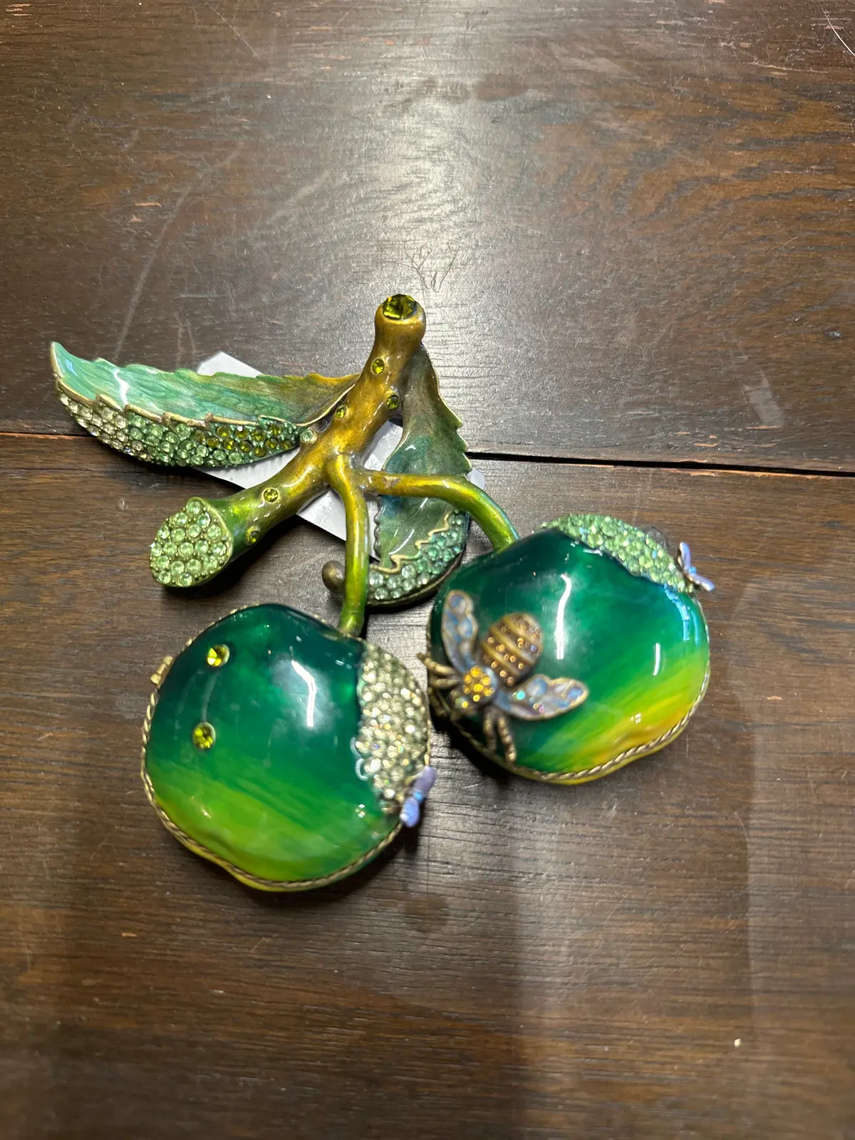 Enameled And Jeweled Green Cherries 1