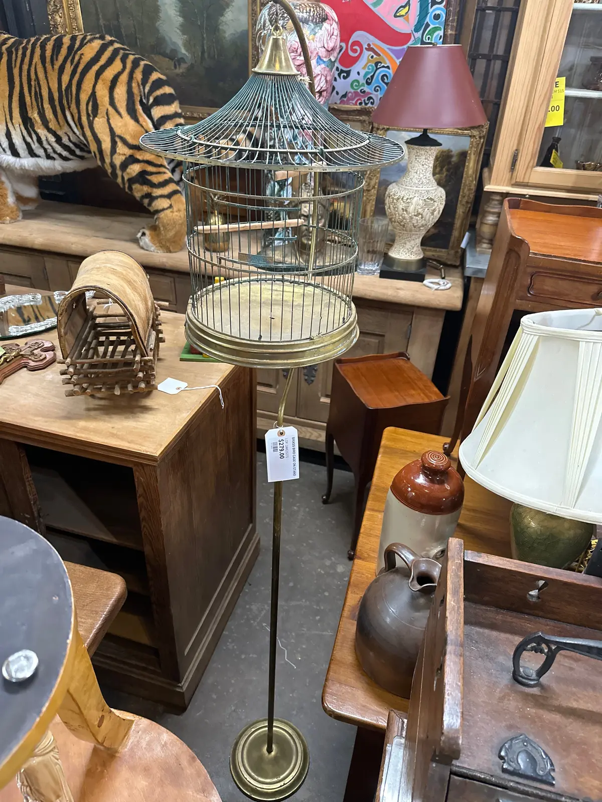 Brass Bird Cage On Stand 1