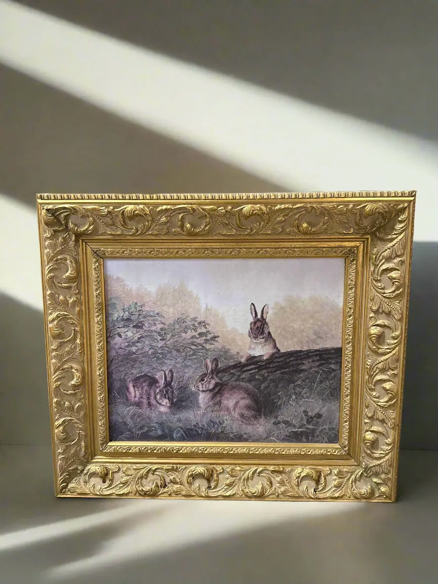Small Gold Framed Rabbit Print 1